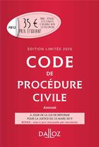 Couverture du livre « Code de procédure civile (édition 2020) » de Pierre Calle et Laurent Dargent aux éditions Dalloz