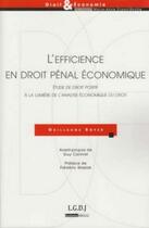Couverture du livre « L'efficience en droit pénal économique ; étude du droit positif à la lumière de l'analyse économique du droit » de Royer G. aux éditions Lgdj