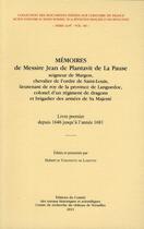 Couverture du livre « Memoires de messire jean de plantavit de la pause » de Vergnette De La aux éditions Cths Edition