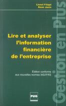 Couverture du livre « Lire et analyser l'information financière de l'entreprise (édition 2006) » de Filippi - Janin aux éditions Pu De Grenoble