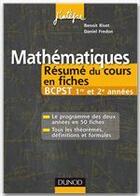 Couverture du livre « Mathématiques ; BCPST 1ère/2e année ; résumé du cours en fiches » de Daniel Fredon aux éditions Dunod