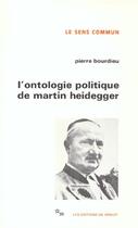 Couverture du livre « L'ontologie politique de Heidegger » de Pierre Bourdieu aux éditions Minuit