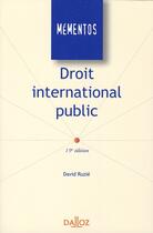 Couverture du livre « Droit international public (19e édition) » de David Ruzie aux éditions Dalloz