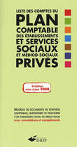 Couverture du livre « Liste des comptes du plan comptable des établissements et services sociaux et médico-sociaux privés (8e édition) » de Jean-Marc Le Roux aux éditions Ehesp