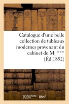 Couverture du livre « Catalogue d'une belle collection de tableaux modernes provenant du cabinet de m. *** - , vente 23 av » de  aux éditions Hachette Bnf