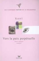 Couverture du livre « Vers la paix perpétuelle » de Emmanuel Kant aux éditions Hatier