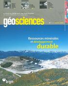 Couverture du livre « GEOSCIENCES t.1 ; ressources minérales et développement durable (édition 2005) » de  aux éditions Brgm