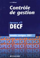 Couverture du livre « Controle De Gestion Epreuve N.7 » de J-F Riffaut aux éditions Foucher