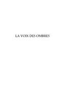 Couverture du livre « La voix des ombres » de Sandre Liane aux éditions Editions Le Manuscrit