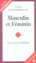 Couverture du livre « LECONS PSYCHANALYTIQUES SUR MASCULIN ET FEMININ » de Assoun/Paul-Laurent aux éditions Economica