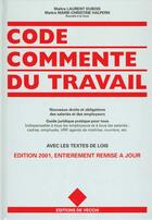 Couverture du livre « Code commente du travail ; edition 2001 » de Marie-Christine Halpern aux éditions De Vecchi