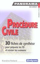 Couverture du livre « Procedure Civile » de Blandine Rolland aux éditions Studyrama