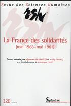 Couverture du livre « Revue des sciences humaines, n 320/octobre - decembre 2015 - la france des solidarites » de Pu Septentrion aux éditions Pu Du Septentrion