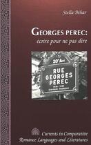 Couverture du livre « Georges perec: » de Behar Stella aux éditions Peter Lang