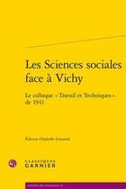 Couverture du livre « Les sciences sociales face à Vichy ; le colloque 