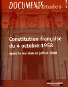 Couverture du livre « La constitution française du 4 octobre 1958 (après la revision de juillet 2008) » de  aux éditions Documentation Francaise