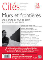 Couverture du livre « REVUE CITES t.31 ; murs et frontières » de Revue Cites aux éditions Puf