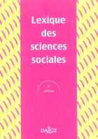 Couverture du livre « Lexique des sciences sociales. 8e ed. (8e édition) » de Madeleine Grawitz aux éditions Dalloz