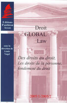 Couverture du livre « Des droits au droit ; les droits de la personne, fondement du droit » de Louis Vogel aux éditions Pantheon-assas