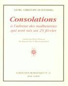 Couverture du livre « Consolations a l'adresse des malheureux qui sont nes un 29 fevrier » de Lichtenberg/Blondel aux éditions Corti