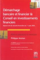 Couverture du livre « Demarchage bancaire et financier & conseil en investissementfinanciers depuis la » de Arestan P. aux éditions Revue Banque