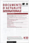 Couverture du livre « Documents d'actualite internationale t.20 » de Documents D'Actualite Internationale aux éditions Documentation Francaise