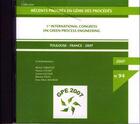 Couverture du livre « Récents progrès en génie des procédés N° 94 : GPE 2007 / 1st international congress on green process engineering Toulouse-France 2007 (CD-ROM) » de Cabassud Michel aux éditions Societe Francaise De Genie Des Procedes