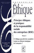 Couverture du livre « Principes éthiques et pratiques de la responsabilité sociale des entreprises (RSE) t.1 » de  aux éditions Ethique