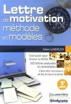 Couverture du livre « Lettre de motivation ; méthode et modèles (5e édition) » de Fabien Lemercier aux éditions Studyrama