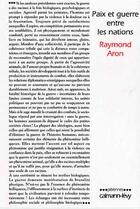 Couverture du livre « Paix et guerre entre les nations » de Raymond Aron aux éditions Calmann-levy