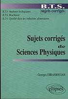 Couverture du livre « Bts s.c.sci.phys.analyses bio. » de Dirassouian aux éditions Ellipses