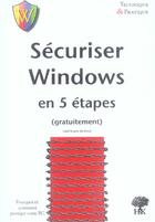 Couverture du livre « Sécuriser windows en 5 étapes (2e édition) » de Mickael Profeta aux éditions H & K