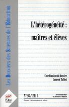 Couverture du livre « Heterogeneite maitres et eleves » de Laurent Talbot aux éditions Pu Du Midi