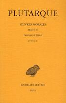 Couverture du livre « Oeuvres morales Tome 9 ; 1ère partie » de Plutarque aux éditions Belles Lettres