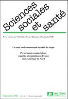 Couverture du livre « Revue sciences sociales et sante vol 34 n3 septembre 2016 » de Calvez/Jas/Gaudillie aux éditions John Libbey