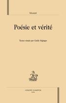 Couverture du livre « Musset poésie et vérité » de Gisele Seginger aux éditions Honore Champion