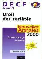 Couverture du livre « Decf N.1 ; Droit Des Societes » de Dominique Lafleur aux éditions Dunod