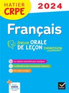 Couverture du livre « Francais - crpe 2024-2025 - epreuve orale d'admission » de Boiron/Cellier aux éditions Hatier