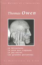 Couverture du livre « Thomas owen t.1 » de Thomas Owen aux éditions Renaissance Du Livre