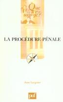 Couverture du livre « Procedure penale (12e ed) (la) (12e édition) » de Jean Larguier aux éditions Que Sais-je ?