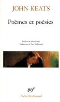 Couverture du livre « Poèmes et poésies » de John Keats aux éditions Gallimard