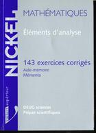 Couverture du livre « Elements D'Analyse 143 Exercices Corriges » de Dufretelle et Gaggioli aux éditions Vuibert