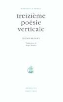 Couverture du livre « Treizieme poesie verticale » de Roberto Juarroz aux éditions Corti