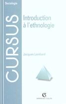 Couverture du livre « Introduction A L'Ethnologie » de Lombard aux éditions Armand Colin