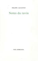 Couverture du livre « Notes du ravin » de Philippe Jaccottet aux éditions Fata Morgana