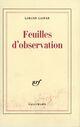 Couverture du livre « Feuilles d'observation » de Lorand Gaspar aux éditions Gallimard (patrimoine Numerise)