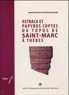 Couverture du livre « Ostraca et papyrus coptes du topos de saint marc a thebes » de Boud Hors/Heurt aux éditions Ifao