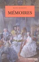 Couverture du livre « Memoires du duc de lauzun » de Lauzin De D aux éditions Nouveau Monde