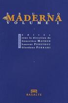Couverture du livre « À Bruno Maderna t.1 » de  aux éditions Basalte