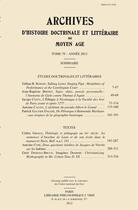 Couverture du livre « Archives d'histoire doctrinale et littéraire du Moyen Age t.79 » de  aux éditions Vrin